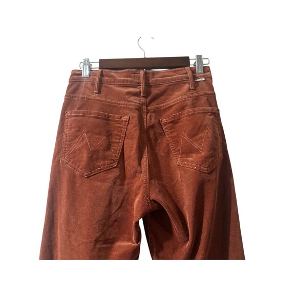 Mother Hustler Ankle Fray Corduroy Pants Womens 27 Brown Kick Flare High Rise - Picture 6 of 15